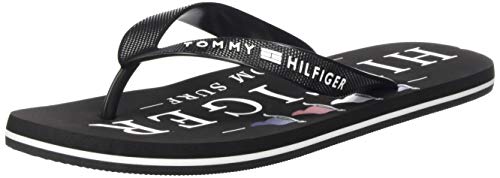 Tommy Hilfiger Nautical Print Beach Sandal, Sandalias con Punta Abierta para Hombre, Negro (Black Bds), 42 EU