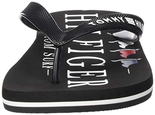 Tommy Hilfiger Nautical Print Beach Sandal, Sandalias con Punta Abierta para Hombre, Negro (Black Bds), 42 EU