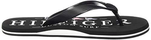 Tommy Hilfiger Nautical Print Beach Sandal, Sandalias con Punta Abierta para Hombre, Negro (Black Bds), 42 EU