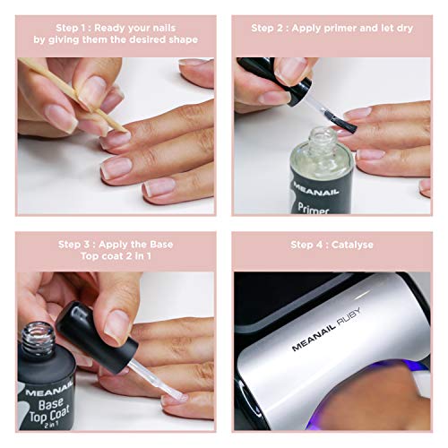 Top Coat y Base Coat Permanente Uñas Gel UV LED Manicura y Pedicura Ideal Lampara Secador de Uñas Esmalte Semipermanente Polygel Gel de Construccion