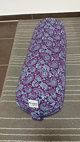 tvamm Lifestyle Yoga Bolster – 65 x 22 cm Nuevo Diseño 2018, Yin Yoga, rucken, – Cojín de meditación con carcasa rígida relleno de alforfón, Indra