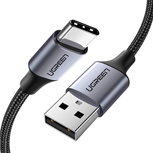 UGREEN Cable USB C, 3A Cable USB Tipo C a USB A 2.0 Nylon Trenzado Carga Rápida para Samsung S20 S10 S9 A50, Galaxy Tab, Xiaomi Redmi 9, Note 7, 8, Mi 9, A2, A1, Mi 6, Pocophone F1, LG G6, 1 Metro