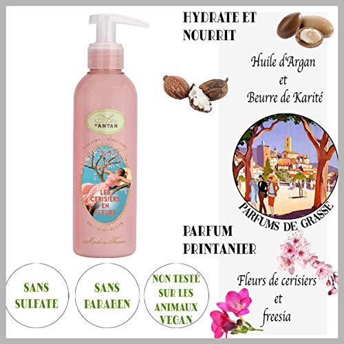 Un Air d'Antan® Flor de Cerezo - Loción corporal con manteca de karité y aceite de argán, fragancia exclusiva de primavera, flor de cerezo y fresia, fórmula ultra hidratante sin parabenos, 200 ml