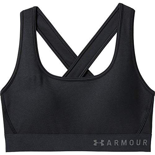 Under Armour Mid Crossback Sujetador Deportivo para Mujer, Ropa Interior Transpirable y Ajustada, cómoda Ropa Deportiva de Mujer con Tirantes Cruzados, Black/Black/Graphite (001), XS