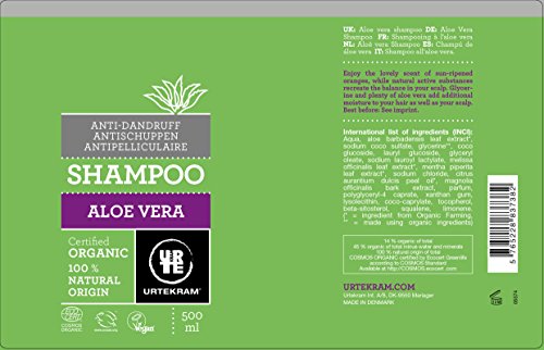 Urtekram Champú de Aloe Vera BIO, anti-caspa, 500 ml