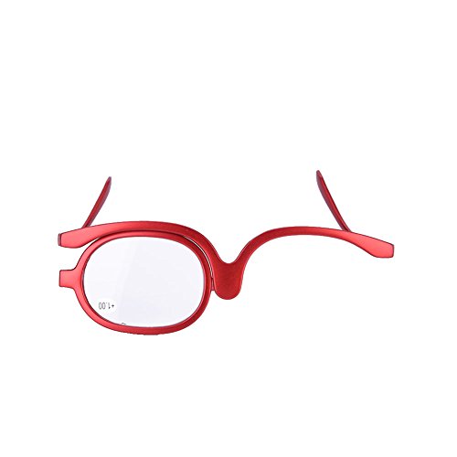 Uxsiya Lentes Individuales Magnificar Gafas de Maquillaje para Ojos Gafas de Maquillaje giratorias giratorias para Mujeres Maquillaje(100-rojo)