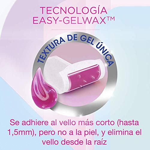 Veet Bandas de Cera Fría Depilatoria para Depilación de Cuerpo y Piernas con Manteca de Karité y Bayas de Açaí, Easy Gelwax, Pieles Normales, 40 Bandas (3035224)