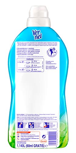 Vernel Detergente Suavizante Concentrado Ropa Cielo Azul, 57 Dosis - Total 456 Lavados (10.4 L), Pack de 8