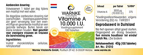 Vitamina A 10.000 U.I. – Retinol en cápsulas – Vegano – 100 cápsulas