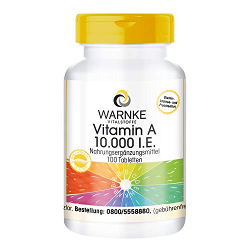 Vitamina A 10.000 U.I. – Retinol en cápsulas – Vegano – 100 cápsulas