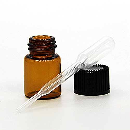 Yizhao Ambar Botellas de Aceite esencial de Vidrio Vacías 2ml,con Reductor de Orificio y Tapa,Para Aceites Esenciales, E-Líquidos,Aromaterapia,Perfumes,Masajes,Laboratorio de Química – 36 Pcs