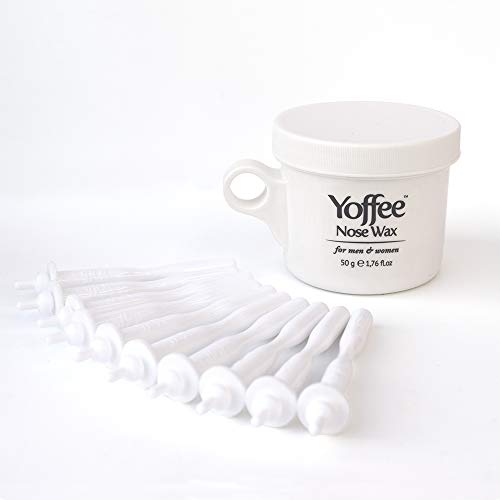 Yoffee Nose Wax, el kit Original con cera y aplicadores - Depilación nariz y orejas, con cera de abeja natural, Seguro, rápido e indoloro, Elimina vello nasal, fácil de usar con 10 palillos aplicadores, 50g.