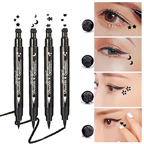 Yuccer Delineadores de Ojos Liquido, Eyeliner Waterproof Stamp, Lapiz de Ojos Impermeable Cosméticos de Maquillaje (4 piezas)