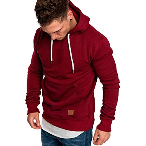 Yvelands ¡Oferta Sudaderas con Capucha para Hombre Cosy Sport Outwear Sudadera con Cremallera Completa Ecosmart Hoodie Casual Sweatshirt Top Blouse ¡Caliente!(Rojo,XL)