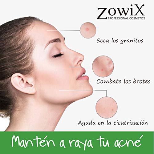 ZOWIX. Serum Concentrado antiacne. Elimina el acné facial. Envase Roll on super práctico. Eficaz en granos, espinillas y puntos negros. 25ml