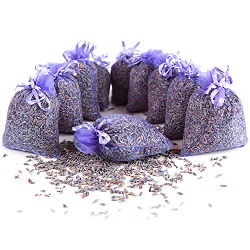 10 saquitos/seca de lavanda con auténtica lavanda francesa - Total 100g Flores de lavanda - de Quertee®