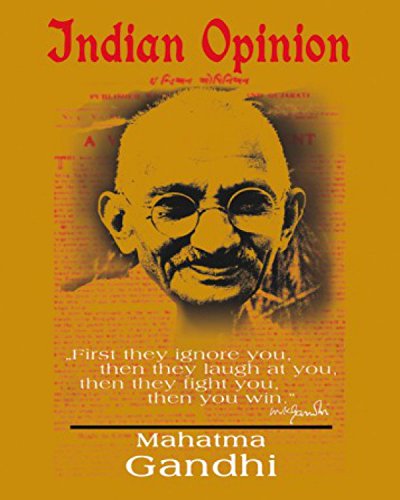 1art1 Mahatma Gandhi - Indian Opinion, Primero Te Ignoran, Amarillo Cuadro, Lienzo Montado sobre Bastidor (50 x 40cm)