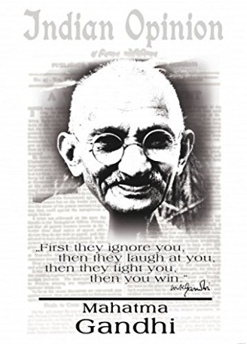1art1 Mahatma Gandhi - Indian Opinion, Primero Te Ignoran, B/N Póster Fotomural (250 x 180cm)
