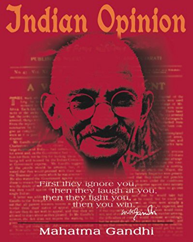 1art1 Mahatma Gandhi - Indian Opinion, Primero Te Ignoran, Rojo Cuadro, Lienzo Montado sobre Bastidor (50 x 40cm)