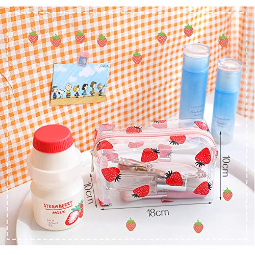 2 piezas de dibujos animados de frutas, bolsa de lápiz de aguacate fresa bolsa de maquillaje transparente bolsa de cosméticos para mujeres niños escuela estudio regalo