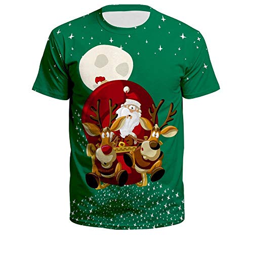 2019 Camiseta FEA de Navidad para Mujeres Europeas y Americanas Camiseta Estampada de Jersey sin Mangas de Santa Claus para Hombres y Mujeres Conjuntos de Camisa-8_L