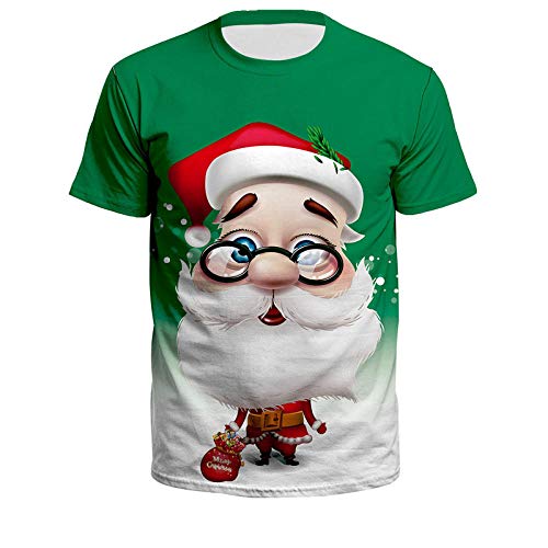 2019 Camiseta FEA de Navidad para Mujeres Europeas y Americanas Camiseta Estampada de Jersey sin Mangas de Santa Claus para Hombres y Mujeres Conjuntos de Camisa-8_L