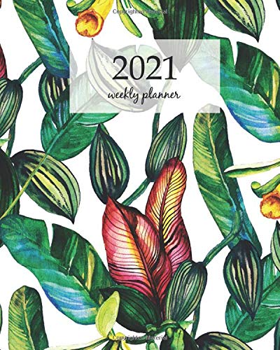 2021 Weekly Planner: Calendar Schedule Organizer Appointment Journal Notebook and Action day Tropical seamless pattern with vanilla orchid and banana ... vintage style (Weekly Monthly Planner 2021)