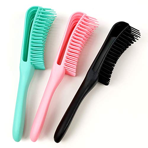 3 Piezas Cepillo Desenredante para Cabello, ZoneYan Cepillo para Cabello Rizado, Desenredante para Cabello Afro, Masaje Cepillo Desenredante para Cabello Mojado, Rizado, Grueso, Ondulado