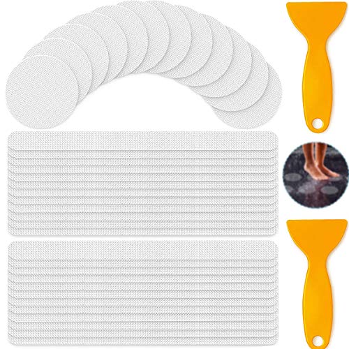 36 PCS Pegatinas Antideslizantes para Bañera, Tiras de Seguridad Adhesivos Antideslizantes, Transparentes Puntos Adhensive con Raspador Antideslizante Pegatina Bañera Ducha Baño Escaleras Impermeable