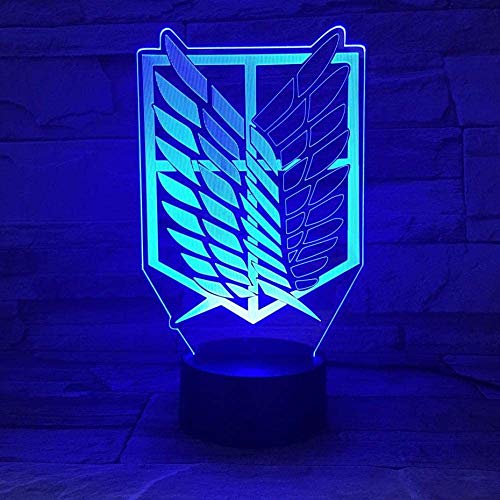 3D Night Light Cartoon Attack On Titan Night Light Led Logo Niños Niños Niños Regalo Manga Anime Japonés Dormitorio Lámpara De Escritorio Shingeki No Kyojin