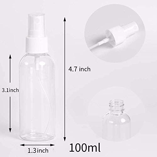 4 PCS *100ml Botes Viaje Transparente Plástico Botella Vacía de Spray, Bote Spray Pulverizador para Vacaciones, Viajes de Negocios, Maquillaje, Limpieza, 4 Piezas (100ML)