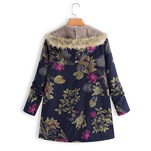 Abrigos para Mujer Invierno Chaqueta Suéter Floral Bolsillos con Capucha Jersey Tallas Grandes Sudadera con Capucha Caliente Y Esponjoso Gruesas Cerrojo De Capa Mantene Lino Ropa riou