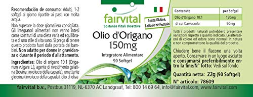 Aceite de Orégano 150mg - Origanum vulgare - Potente Extracto 10:1-90 Cápsulas blandas - Calidad Alemana