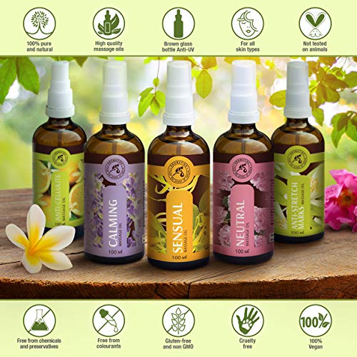 Aceite Erótico 100ml - 100% Natural Ylang Ylang Aceite y Jojoba Aceite - para Masaje Erótico - Maravilloso Olor - Botella de Cristal - Cosméticos Naturales - Aceite para Masaje Sensible