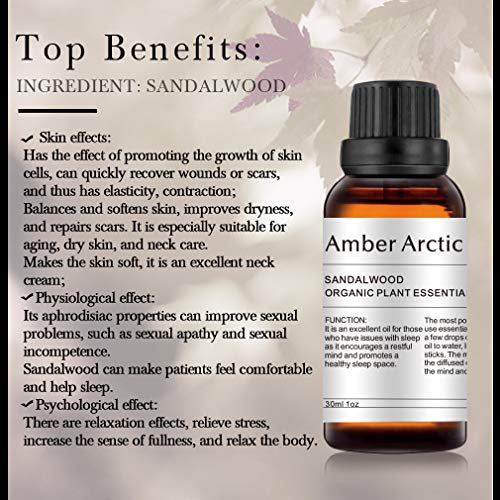 Aceite esencial de sándalo, 30 ml, aceite esencial 100% puro de mejor grado terapéutico, aceite de aromaterapia natural para difusor