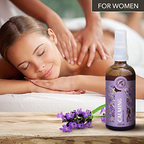 Aceite para Masajes Relajantes 100ml - Aceite de Lavanda 100% Natural - Cosméticos Naturales para Alivio del Estrés - Sueño Reparador - para el Cuidado de la Piel - Aromaterapia