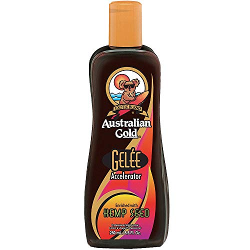 Acelerador de bronceado con loción de semillas de cáñamo de oro australiano, 250 ml.