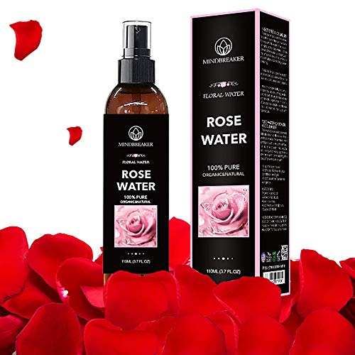 Agua de rosas orgánica: grado terapéutico, puro, búlgaro, sin hexano, sin alcohol: lo mejor para tóner facial, piel, cabello, cuidado del cuerpo, spray de viaje: rociador de niebla fina (110 ml)