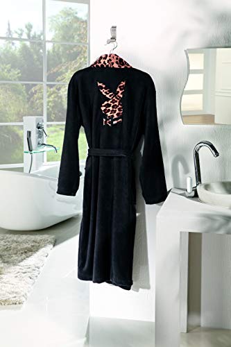 Albornoz negro tipo kimono con cuellos y conejito en la espalda de leopardo de Playboy – all-in-one-sortie-24