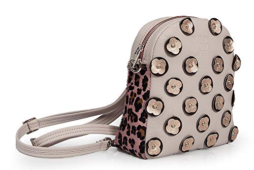 Alea Spero, Bolso mochila de piel para mujer, Dasha New York, Fabricado en España (Maquillaje)