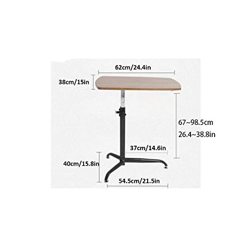 Aleación De Aluminio Mesa Plegable De Pared con Panel De Roble Amarillo,Altura Ajustable, Ruedas Bloqueables, Plegable,Bandeja Antideslizante para Cama Sofá Hospital Lectura Comer