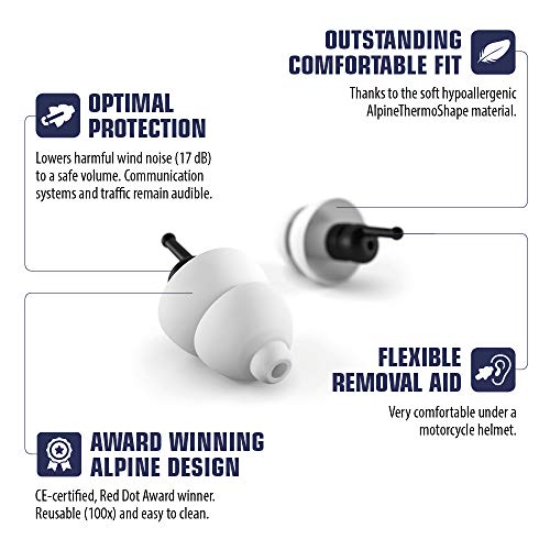 Alpine MotoSafe Tour Tapones para los oídos - Tapones para giras - Evita daños auditivos durante la práctica del motociclismo - El tráfico sigue siendo audible - Tapones reutilizables