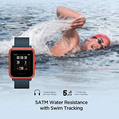 Amazfit Bip S Smartwatch 5ATM GPS GLONASS -Reloj Inteligente con Bluetooth y conectividad con Android e iOS - Version Global (Naranja)
