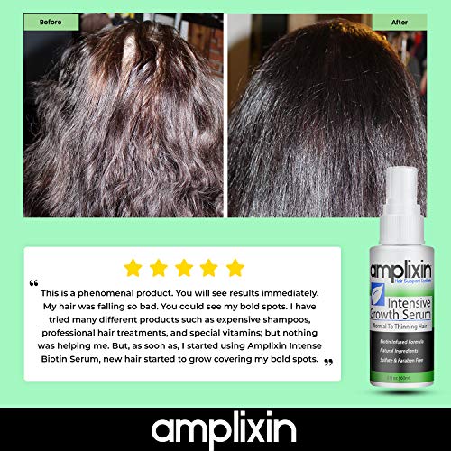 Amplixin Suero de Biotina Intesiva para el crecimiento del cabello - Tratamiento de prevención de la pérdida del cabello para hombres y mujeres con pérdida del cabello - Bloqueador de DHT