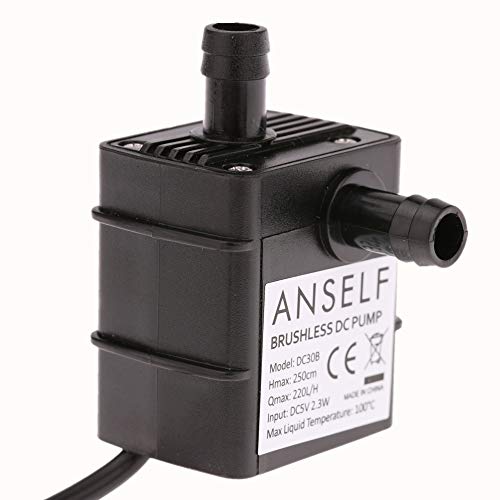 ANSELF - Bomba de Agua/Aceite/Líquido para Fuente Sumergible Acuario Circulación Impermeable & Sin Cepillo (MAX.Lift:2.5m,USB5V,2.3W,Mini Micro)