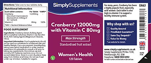 Arándanos rojos 12000mg - ¡Bote para 4 meses! - Apto para veganos - 120 comprimidos - Simply Supplements