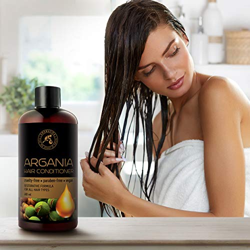 Argan Acondicionador para Cabello 480ml - Conditioner - Argán Natural & Aceite de Oliva para Todo Tipo de Cabello - Fórmula Reparadora - Cuidado del Cabello - Sin Sulfato - Sin Parabenos