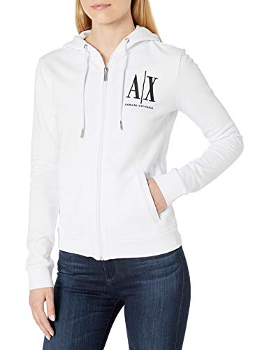 Armani Exchange Icon Project Hoodie Capucha, Blanco (Optic White 1000), X-Small para Mujer