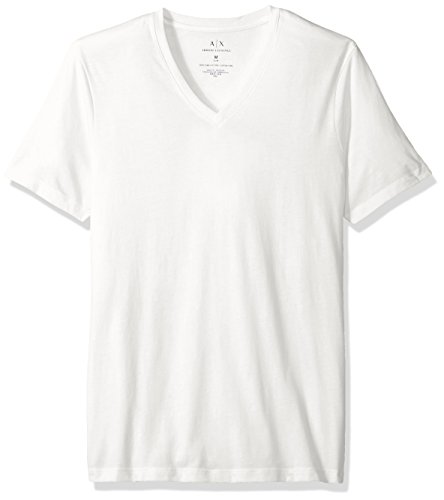 Armani Exchange Pima Cotton V-Neck Camiseta, Blanco (White 1100), X-Large para Hombre