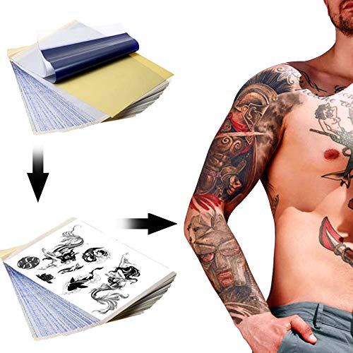 Auped 15 hojas A4 Papel de transferencia de tatuajes - Papel de transferencia de plantilla térmica para tatuar Copia Papel de calco de carbono.